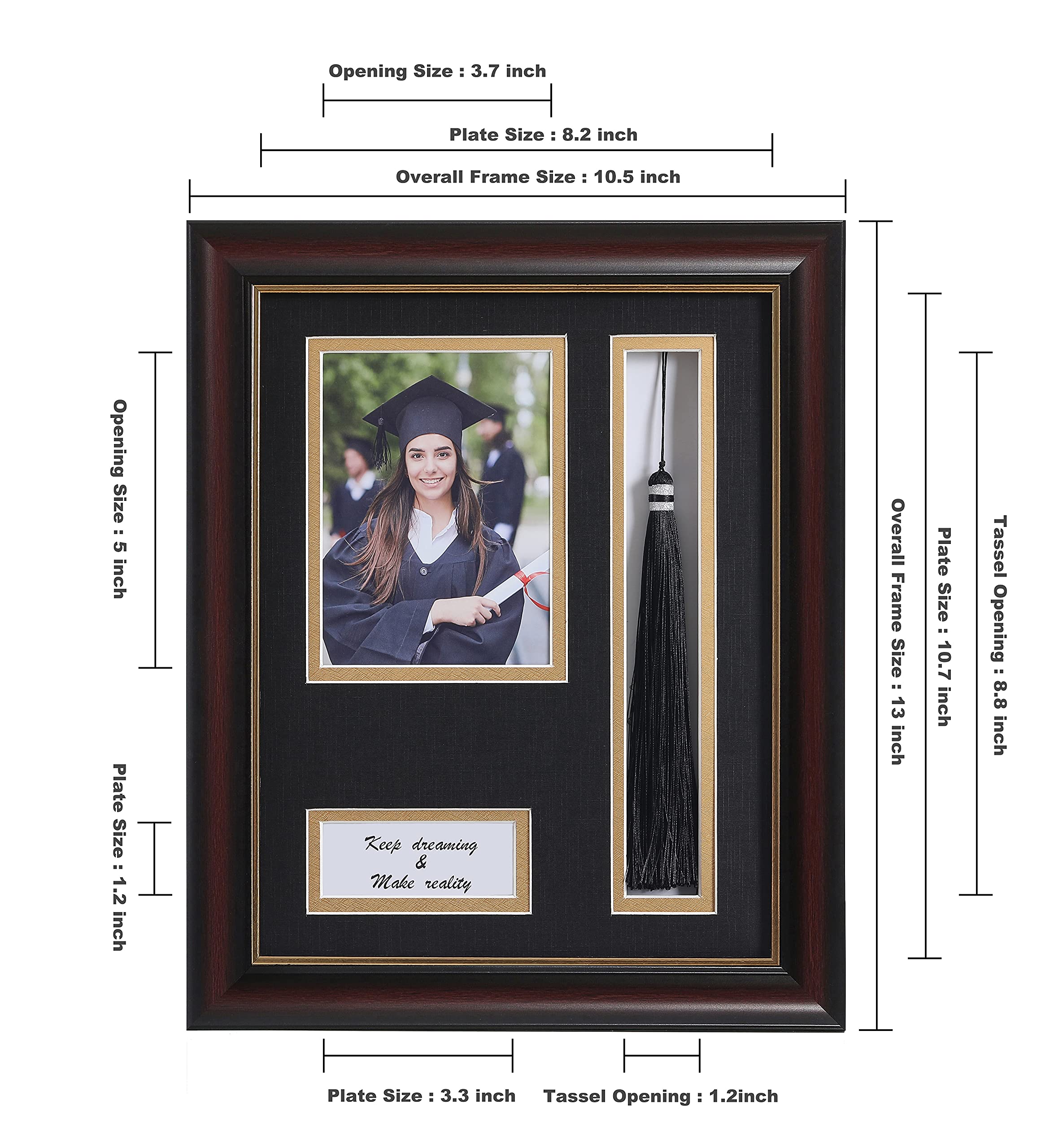 ELSKER&HOME 8.5 x 11 Graduation Frame with Tassel Holder for 4x6 Photo| 8.5x11 Shadow Box Picture Frame, Graduation Mahogany Fra